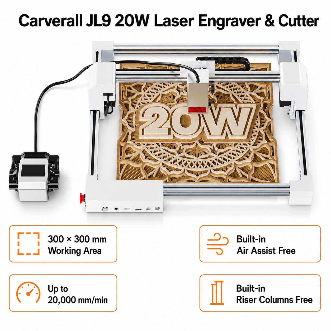 Industrial Laser Cutting Machine - Carverall JL9 20W Lasergraveer- en snijmachine,