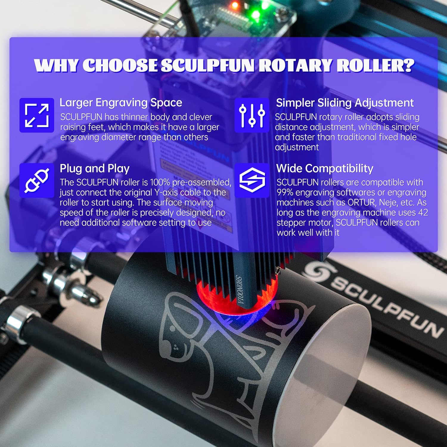 SCULPFUN Laser roterende rol L - Rotary Axis Laser Engraver recensie en prijs