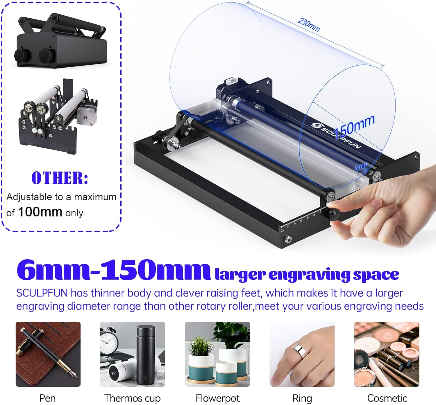 SCULPFUN Laser roterende rol L - Rotary Axis Laser Engraver recensie en prijs