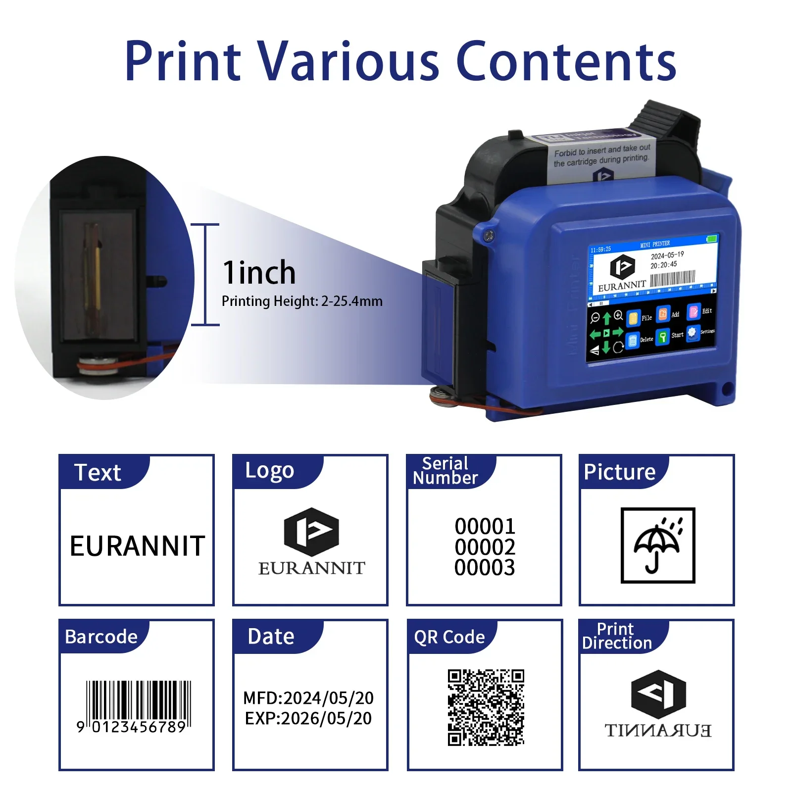 EURANNIT E11 25,4 mm / 1 inch  - Industrial Laser Printing Machine recensie en prijs