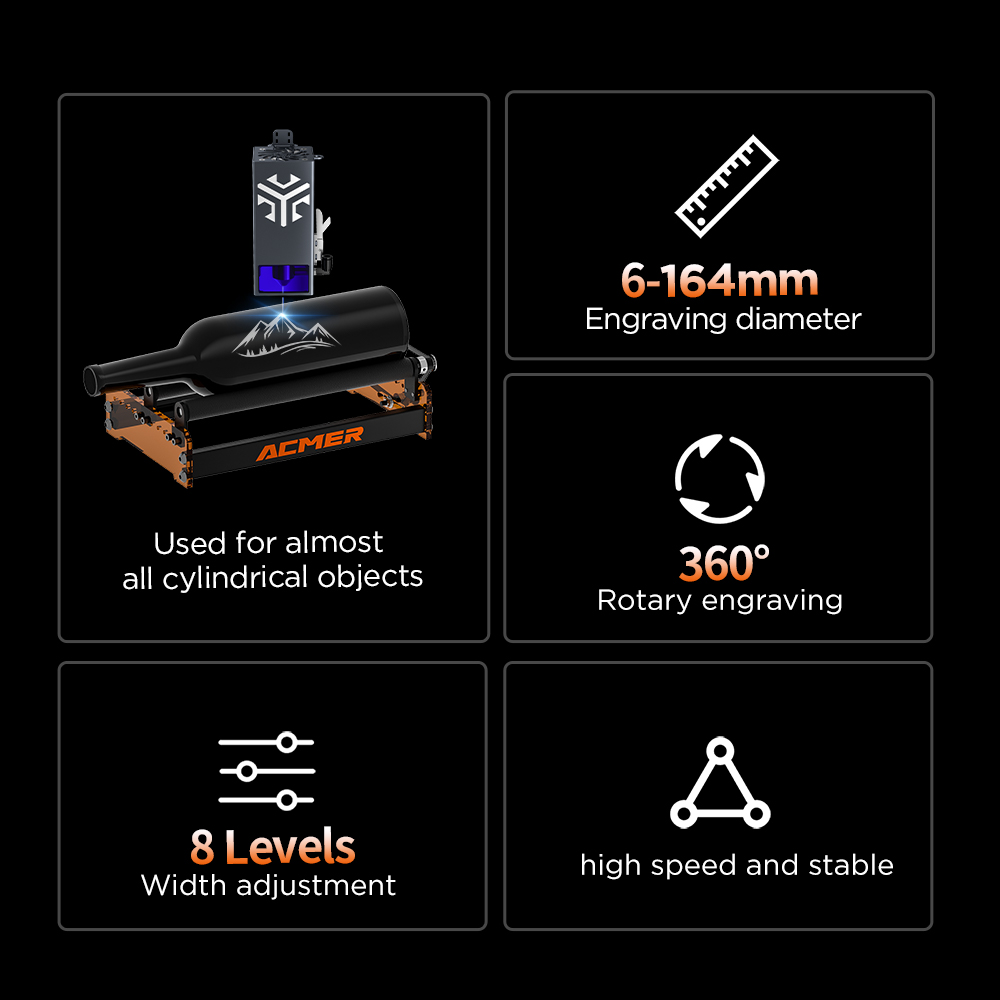 ACMER M3 Laser-roterende rol 3 - Rotary Axis Laser Engraver recensie en prijs
